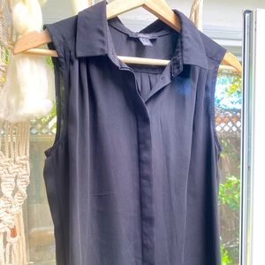 Black chiffon long tank top